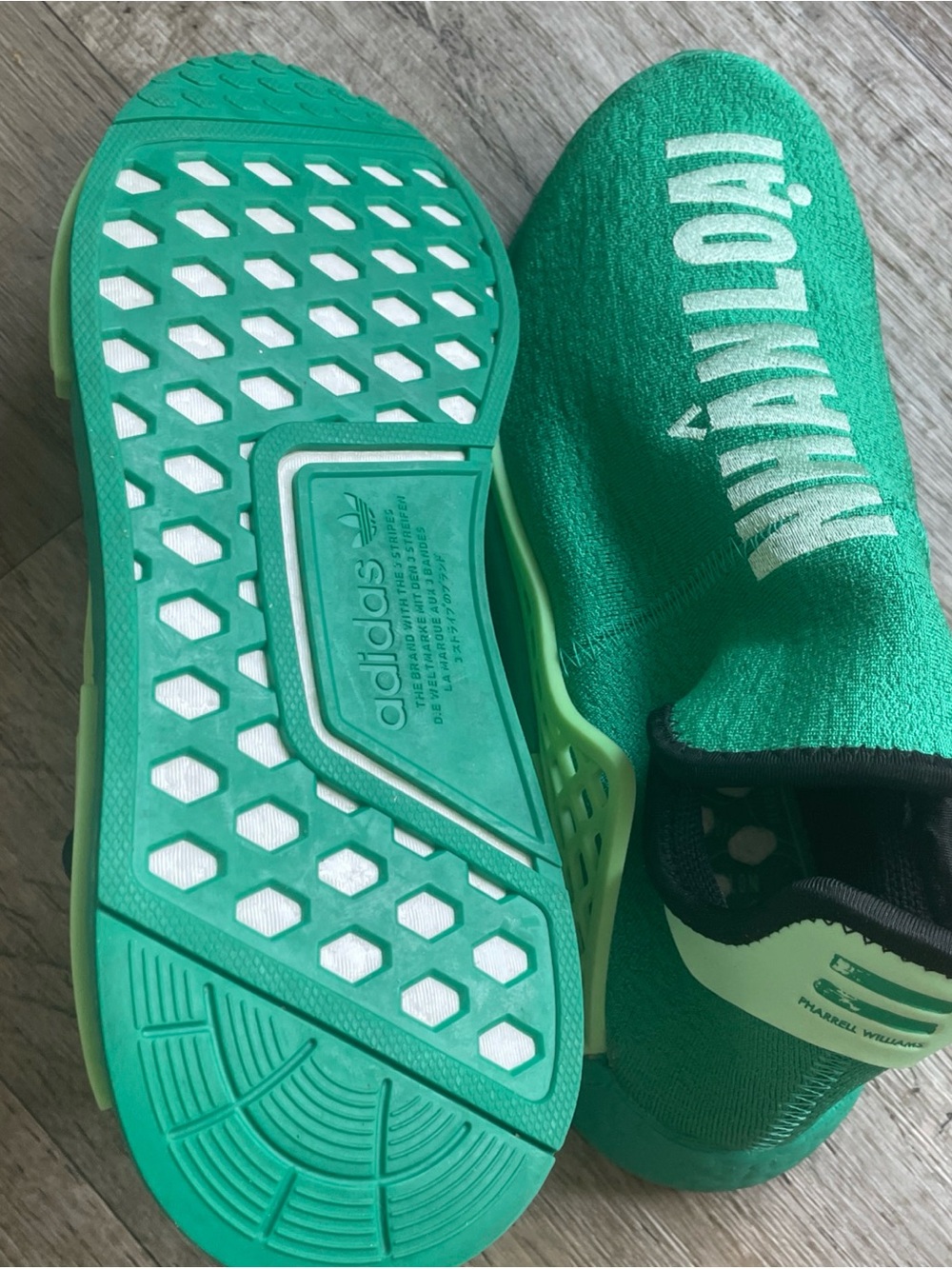 Adidas NMD Hu Human Race Pharrell Shoes Mens Womens Green Complexland Sneakers - Picture 11 of 15